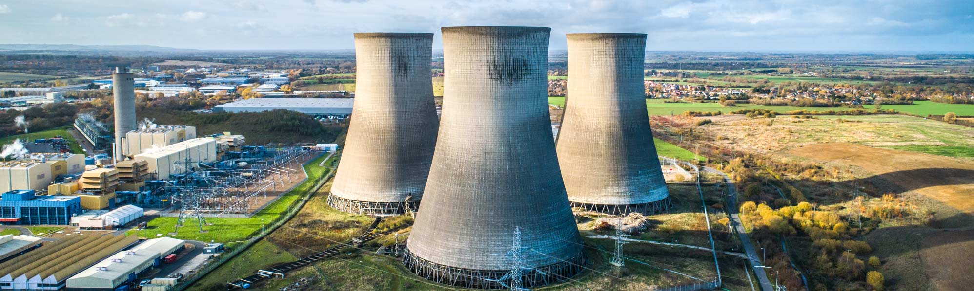A picture of 3 nuclear cooling towers